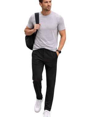 Men's Public Rec Black Casual Drawstring Pants - Comfortable Everyday - Hemmed